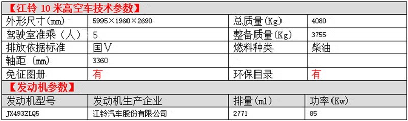 江鈴順達10米升降高空車